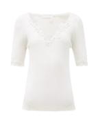 Matchesfashion.com Chlo - Lace-trimmed Ribbed-knit Cotton Top - Womens - White