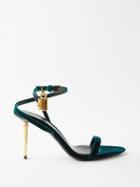 Tom Ford - Padlock 85 Velvet Stiletto Sandals - Womens - Dark Green