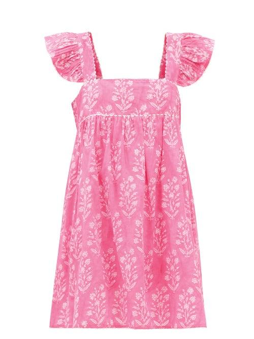 Juliet Dunn - Floral-print Cotton-poplin Mini Dress - Womens - Pink Print