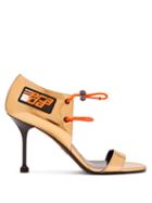 Matchesfashion.com Prada - Drawcord Patent Leather Sandals - Womens - Gold