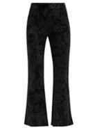 Ganni - Paisley-debossed Velvet Flared Trousers - Womens - Black