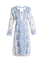Juliet Dunn Paisley-embroidered Cotton-voile Kaftan