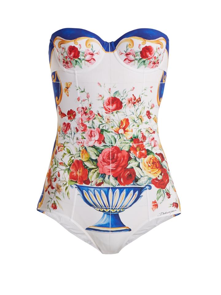 Dolce & Gabbana Majolica-print Balconette Swimsuit