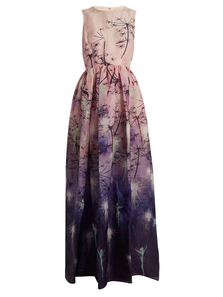 Mary Katrantzou Shaw Sleeveless Fairy-print Silk Gown