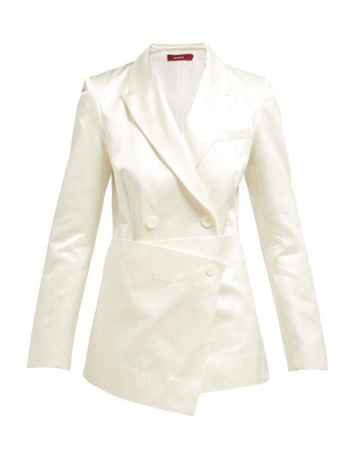 Matchesfashion.com Sies Marjan - Tommie Double Breasted Satin Blazer - Womens - White