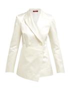 Matchesfashion.com Sies Marjan - Tommie Double Breasted Satin Blazer - Womens - White