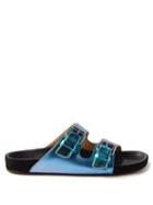 Isabel Marant - Lennyo Metallic-leather Slides - Womens - Blue Multi