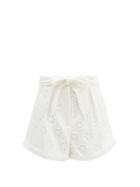 Matchesfashion.com Loup Charmant - Tellin Broderie-anglaise Linen-blend Shorts - Womens - White