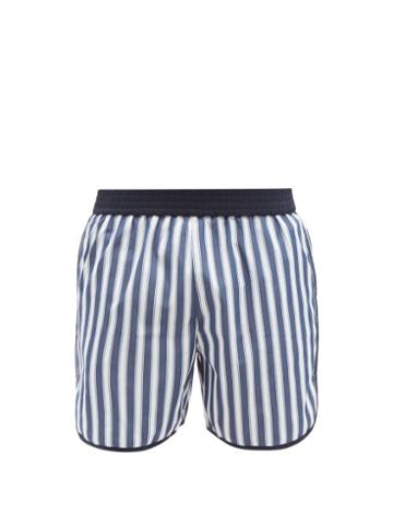 Sbline - Running Stripe Cotton Shorts - Mens - Blue Multi