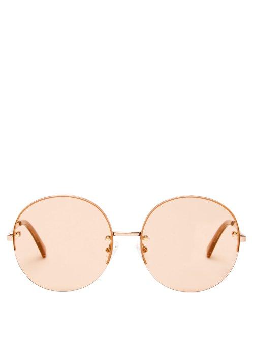 Matchesfashion.com Le Specs - Say My Name Round Frame Metal Sunglasses - Womens - Gold