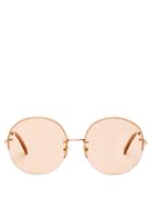 Matchesfashion.com Le Specs - Say My Name Round Frame Metal Sunglasses - Womens - Gold
