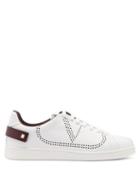Matchesfashion.com Valentino - Perforated Low Top Leather Trainers - Mens - White
