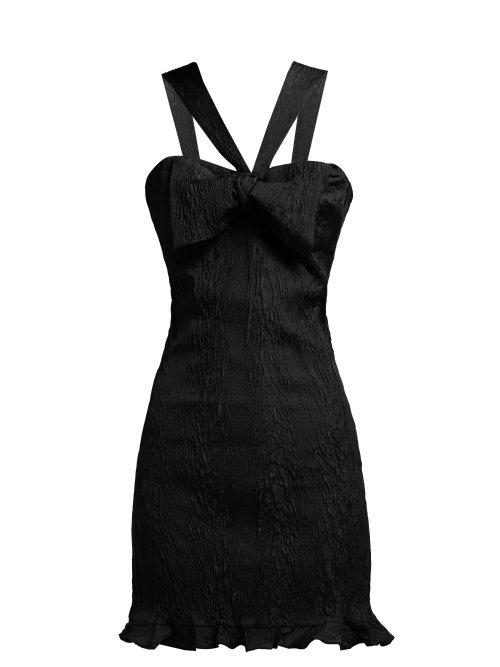 Matchesfashion.com Alexachung - Bow Embellished Crepe Mini Dress - Womens - Black