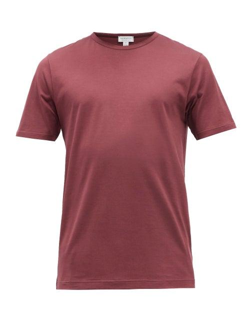Mens Rtw Sunspel - Crew-neck Cotton-jersey T-shirt - Mens - Burgundy