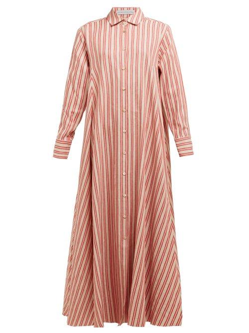 Matchesfashion.com Palmer//harding - Casablanca Striped Cotton Linen Poplin Shirtdress - Womens - Red Stripe
