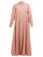 Matchesfashion.com Palmer//harding - Casablanca Striped Cotton Linen Poplin Shirtdress - Womens - Red Stripe