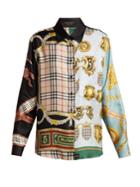 Burberry Panelled Scarf-print Silk Blouse