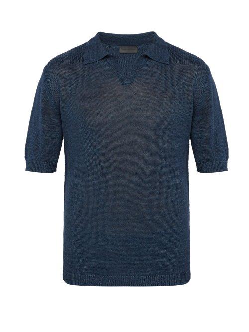 Matchesfashion.com Iris Von Arnim - Filip Knitted Linen Polo Shirt - Mens - Navy