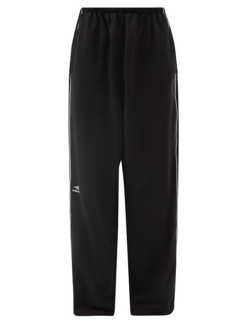 Balenciaga - 3b-embroidered Cotton-jersey Track Pants - Mens - Black