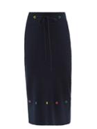 Ladies Rtw Staud - Hunter Cable-knitted Cotton-blend Midi Skirt - Womens - Navy