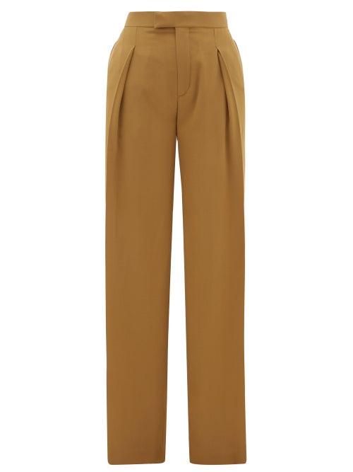 Matchesfashion.com Chlo - High-rise Pleated Silk Wide-leg Trousers - Womens - Khaki