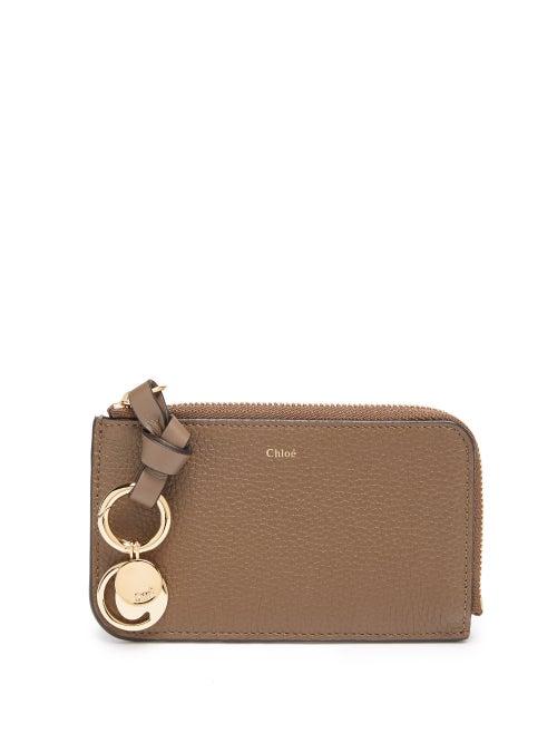 Matchesfashion.com Chlo - Alphabet Zip-around Full-grain Leather Cardholder - Womens - Khaki