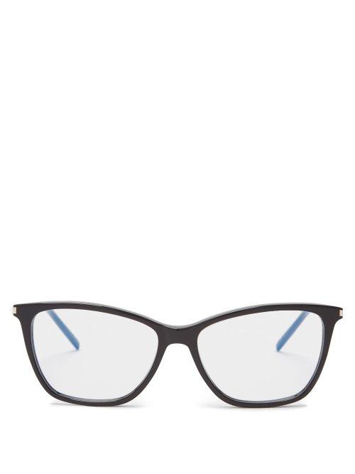 Matchesfashion.com Saint Laurent - Cat Eye Squared Frame Acetate Glasses - Womens - Black