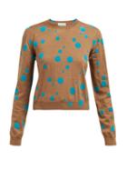 Matchesfashion.com Isa Arfen - Flocked Polka Dot Wool Sweater - Womens - Blue Multi