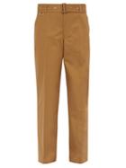 Matchesfashion.com Burberry - Belted Relaxed Leg Cotton Twill Trousers - Mens - Brown