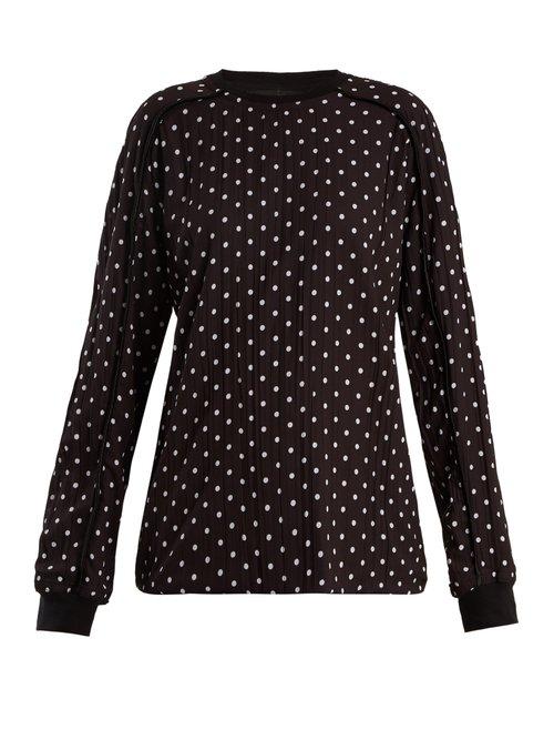 Matchesfashion.com Haider Ackermann - Polka Dot Print Pleated Chiffon Sweatshirt - Womens - Black White