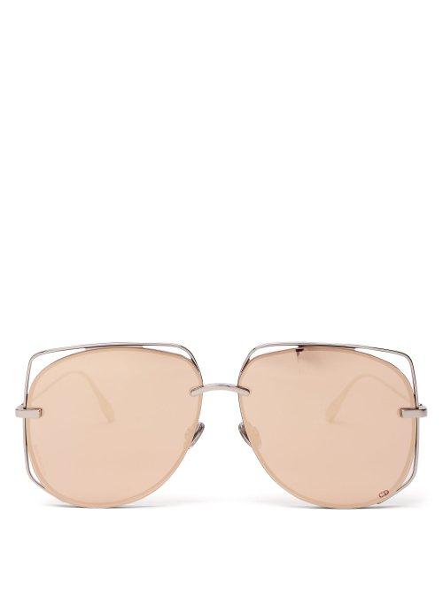 Matchesfashion.com Dior Eyewear - Diorstellaire6 Metal Aviator Sunglasses - Womens - Grey