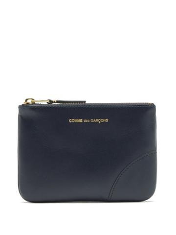 Comme Des Garons Wallet - Logo-stamped Leather Pouch - Mens - Navy