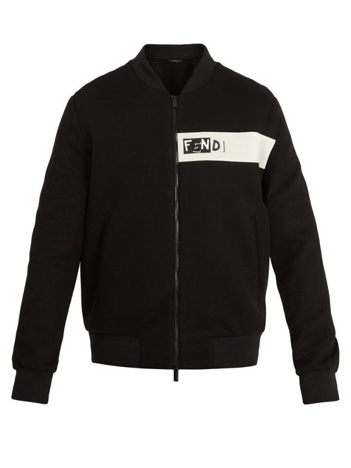 Fendi Shadow Logo-embroidered Zip-through Bomber Jacket