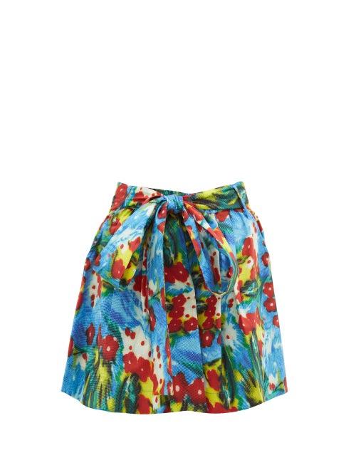 Matchesfashion.com Staud - Sage Belted Floral-print Cotton-blend Shorts - Womens - Multi