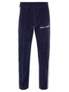 Matchesfashion.com Palm Angels - Side Stripe Cotton Blend Velour Track Pants - Mens - Blue