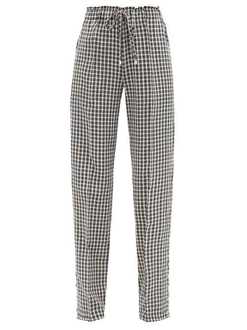 Matchesfashion.com Altuzarra - Catkin Buttoned Checked Straight-leg Trousers - Womens - Black Multi