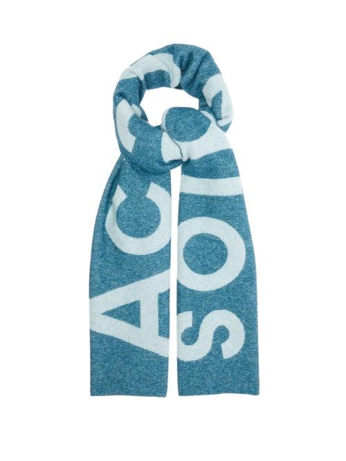 Matchesfashion.com Acne Studios - Toronty Intarsia Wool Blend Scarf - Womens - Blue