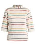 Ace & Jig Sylvia High-neck Embroidered-stripe Cotton Top