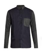 Ami Contrast-sleeve Point-collar Wool Shirt