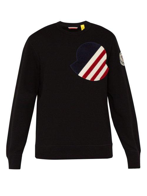 Matchesfashion.com 2 Moncler 1952 - Logo Appliqu Cotton Sweatshirt - Mens - Black