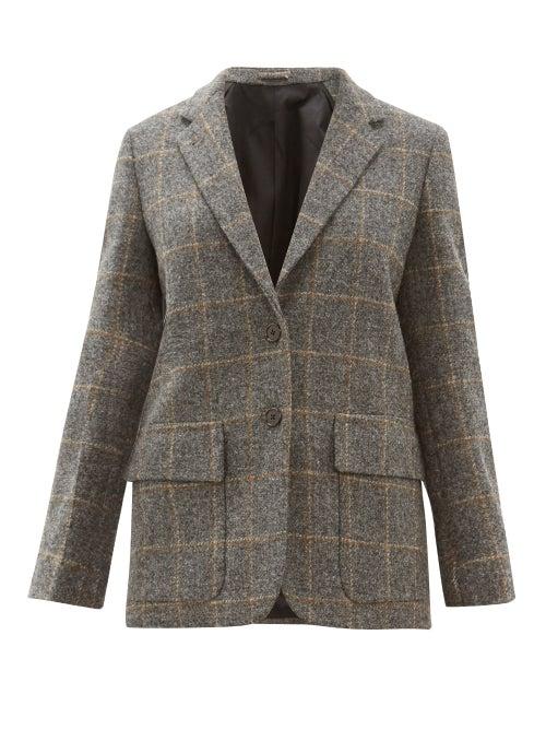 Matchesfashion.com Margaret Howell - Single Breasted Windowpane Check Wool Jacket - Womens - Grey Multi