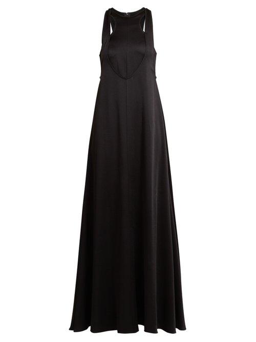 Matchesfashion.com Valentino - Double Layered Hammered Satin Gown - Womens - Black