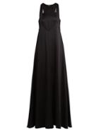 Matchesfashion.com Valentino - Double Layered Hammered Satin Gown - Womens - Black