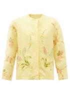 Matchesfashion.com By Walid - Ilana Upcycled Floral-embroidered Linen Jacket - Womens - Yellow