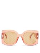 Matchesfashion.com Fendi - Ff-logo Square Acetate Sunglasses - Womens - Orange