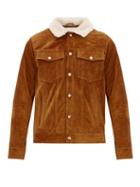 Matchesfashion.com Frame - Shearling Collar Suede Jacket - Mens - Beige