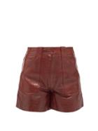 Matchesfashion.com Ganni - High-rise Leather Shorts - Womens - Burgundy