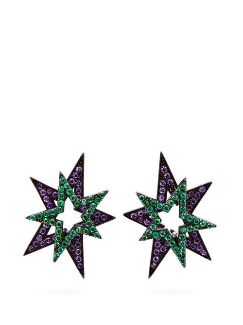 Matchesfashion.com Lynn Ban - Tsavorite, Amethyst & Rhodium Plated Earrings - Womens - Multi