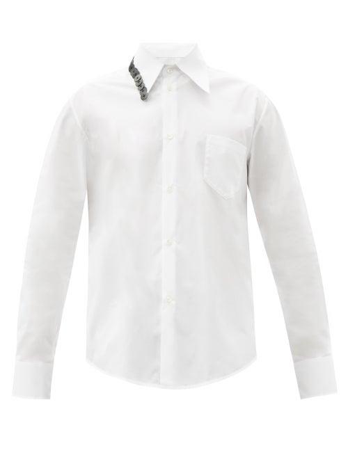 Matchesfashion.com Namacheko - Button-embellished Cotton-poplin Shirt - Mens - White