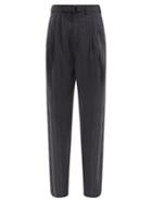 Matchesfashion.com Lemaire - High-rise Belted Silk-blend Trousers - Mens - Dark Grey